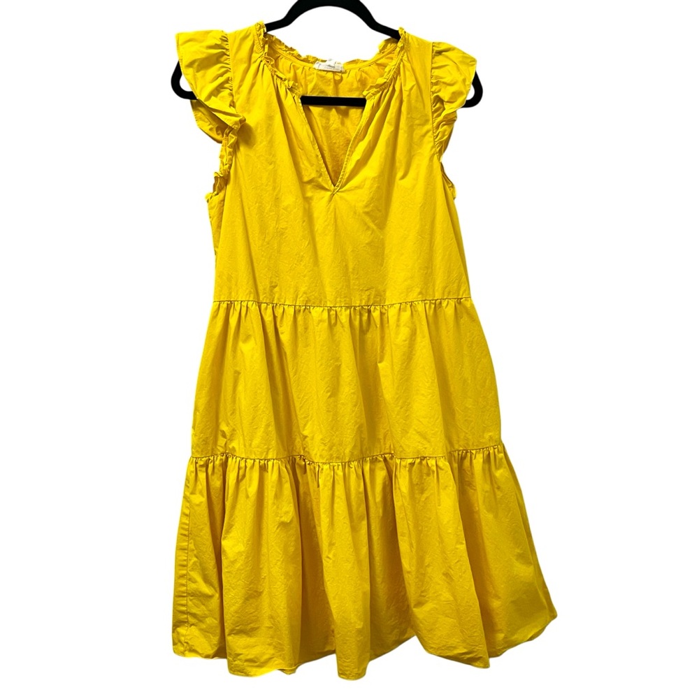 A Loves A Sunny Yellow Ruffle Dress M Boho Cottagecore Cotton Lined Babydoll